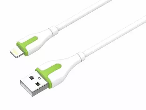 Кабель USB-Lightning 8-pin, 2.1A, 2м, белый/зеленый LDNIO LS572 (LD_C3816)