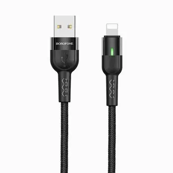 Кабель USB 2.0(Am)-Lightning 8-pin(m), 2.4A, 1.2м, черный Borofone Starlight BU17 (32424)