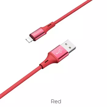 Кабель USB-Lightning 8-pin, 2.4A, 1.2м, красный Borofone Cool Silicone BU24 (24915)