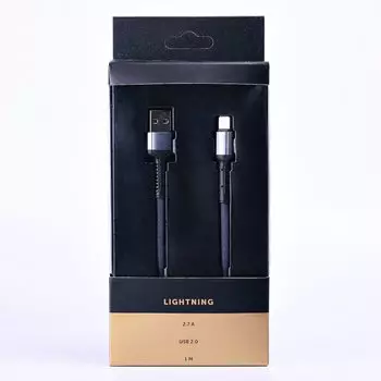 Кабель USB 2.0(Am)-Lightning 8-pin(m), 2.7A, 1м, черный Kurato RORI L510 (110227)