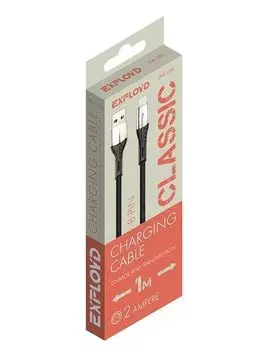 Кабель USB 2.0(Am)-Lightning 8-pin(m), 2A, 1м, черный Exployd Classic EX-K-1026 (EX-K-1026)