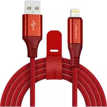 Кабель USB-Lightning 8-pin, 2A, 1м, красный Crown (CM000003300)