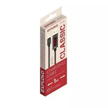 Кабель USB 2.0(Am)-Lightning 8-pin(m), 3A, 1м, черный Exployd Classic EX-K-1045 (EX-K-1045)