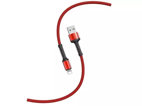 Кабель USB 2.0(Am)-Lightning 8-pin(m), быстрая зарядка, 3A 1 м, черный/красный Smartbuy S26 (iK-512-S26r)