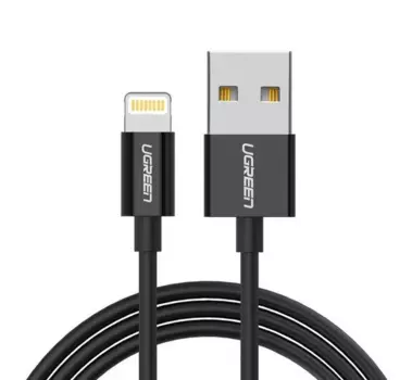 Кабель USB-Lightning 8-pin, MFi, 2.4A быстрая зарядка, 1м, черный UGREEN US155 (80822)