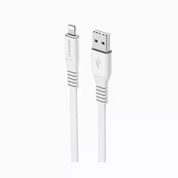 Кабель USB-Lightning 8-pin, плоский, 2.1A, 1м, белый Borofone Wide power BX23 (03323)