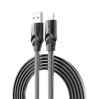 Кабель USB 2.0(Am)-Lightning 8-pin(m), плоский, 2.4A, 1.2м, черный Borofone Synergy BU12 (15630)