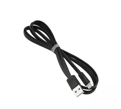 Кабель USB-Lightning 8-pin, плоский, 2A, 1м, черный USAMS U2 (SJ199IP01)