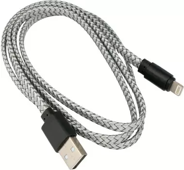 Кабель USB 2.0(Am)-Lightning 8-pin(m), плоский, быстрая зарядка, 2.1А, 1 м, серый, Cablexpert CC-USB2-AMAP-FL-1M (CC-USB2-AMAP-FL-1M)