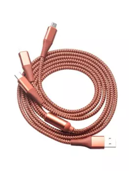 Кабель USB-Lightning 8-pin+USB Type-C+Micro USB, 2.4А, 1.2 м, красный, Xiaomi DW1 (DW1 Red RUS)