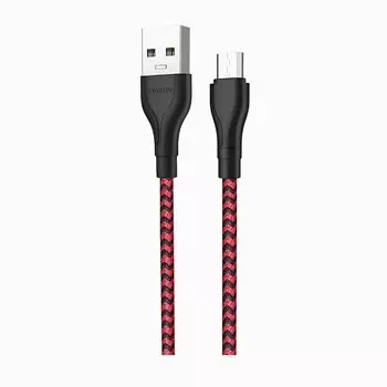 Кабель USB-Micro USB, 1м, красный/черный Borofone Beneficial BX39