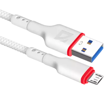 Кабель USB 2.0(Am)-Micro USB 2.0(Bm), 2.4A 1 м, белый Defender F156 (87112WHI)