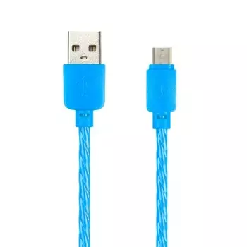 Кабель USB 2.0(Am)-Micro USB 2.0(Bm), 2A, 1м, синий Smartbuy SILICONE SPIRAL iK-12SPS (iK-12SPS blue)