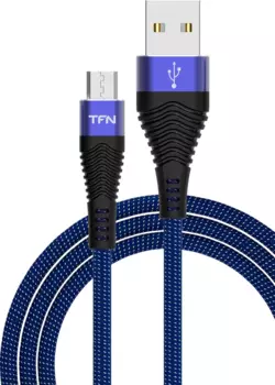 Кабель USB 2.0(Am)-Micro USB 2.0(Bm), 3A быстрая зарядка, 1м, синий/черный TFN Forza (TFN-CFZMICUSB1MBL)