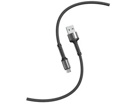 Кабель USB 2.0(Am)-Micro USB 2.0(Bm), быстрая зарядка, 3A 1 м, черный/серебристый Smartbuy S26 (iK-12-S26bg)