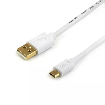 Кабель USB-Micro USB, OTG, 2.4A быстрая зарядка, 1.8м, белый ATCOM (AT9073)