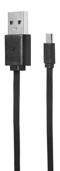 Кабель USB-Micro USB, плоский, 2A, 1 м, черный, SunWind (1392683)