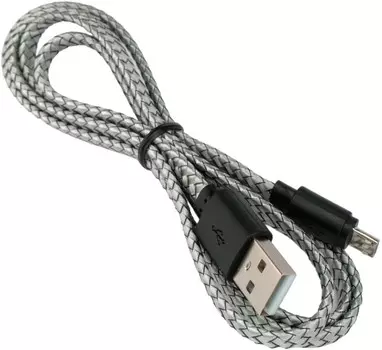 Кабель USB 2.0(Am)-Micro USB 2.0(Bm), плоский, быстрая зарядка, 2.1А, 1 м, серый, Cablexpert CC-mUSB2-AMBM-FL-1M (CC-mUSB2-AMBM-FL-1M)