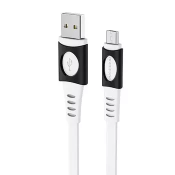 Кабель USB-Micro USB, плоский быстрая зарядка, 1м, белый Borofone Carib BX35
