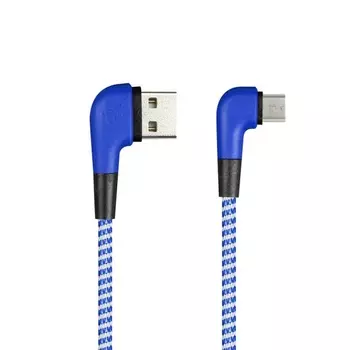 Кабель USB 2.0(Am)-Micro USB 2.0(Bm), угловой, 2A, 1м, синий Smartbuy SOCKS L-TYPE iK-12NSL (iK-12NSL blue)