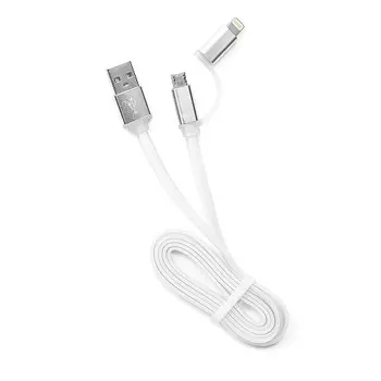 Кабель USB 2.0(AM)/microUSB 2.0(BM) 5P/Lightning, 1m, белый, Cablexpert (CC-mAPUSB2w1m)