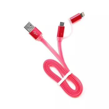 Кабель USB-Micro USB+Lightning 8-pin, 1м, розовый Cablexpert (CC-mAPUSB2pk1m)