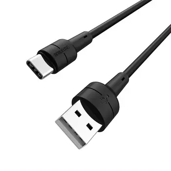 Кабель USB-Type-C, 2.4A, 1м, черный Borofone Silicone BX30 (06928)
