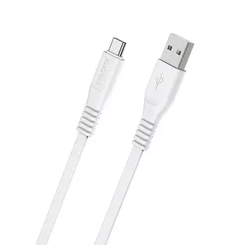 Кабель USB-Type-C, плоский, 3A, 1м, белый Borofone Wide power BX23 (03361)
