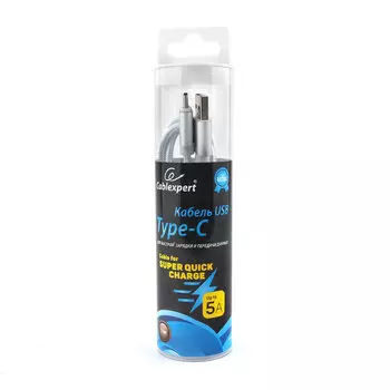 Кабель USB 2.0(AM)-TypeC, Cablexpert, серия Ultra, блистер, 1м, серебристый (CC-U-USBC02S-1M)