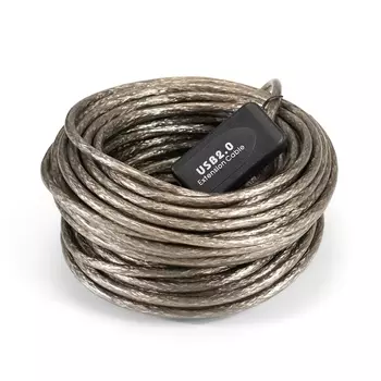 Кабель-удлинитель USB(Am)-USB(Af), 15 м, серебристый, Exegate EX-UAE-AMAF-15.0 (EX294768RUS)