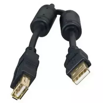 Кабель-удлинитель USB(Am)-USB(Af), ферритовый фильтр, экранированный, 1.8 м, черный, Bion (BXP-CCF-USB2-AMAF-018)