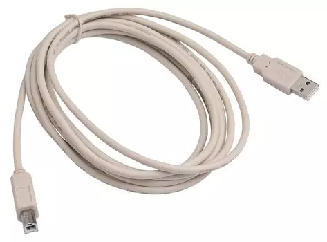 Кабель USB(Am)-USB(Bm), 3 м, серый, Buro (USB2.0-AM/BM-3)