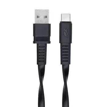 Кабель USB-USB Type-C, плоский, 1.2м, черный RivaCase PS6002 BK12