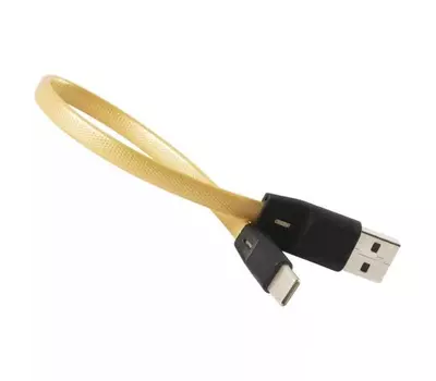 Кабель USB-USB Type-C, плоский, 2A 20 см, золотистый Red Line (УТ000031031)