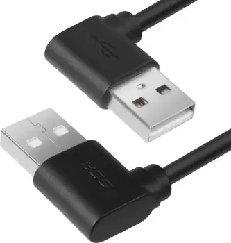 Кабель USB 2.0(Am)-USB 2.0(Am), угловой, 50 см, черный, Greenconnect (GCR-AUM5AM-BB2S-0.5m)