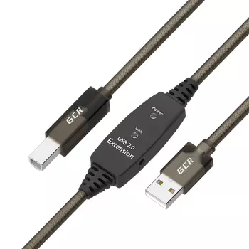 Кабель USB 2.0(Am)-USB 2.0(Af), экранированный 7.5 м, черный/прозрачный GCR GCR-UECa5 (GCR-53793)