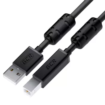 Кабель USB 2.0(Am)-USB 2.0(Bm), ферритовый фильтр, экранированный, 5 м, черный, Greenconnect GCR-UPC10 (GCR-52420)