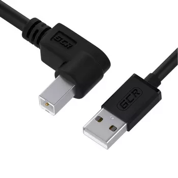 Кабель USB 2.0(Am)-USB 2.0(Bm), угловой, экранированный, 1м, черный Greenconnect (GCR-52515)