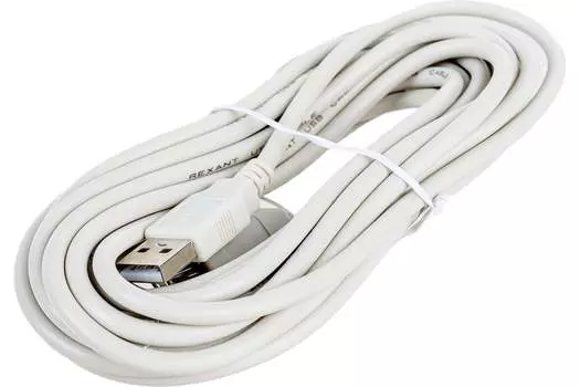 Кабель-удлинитель USB(Am)-USB(Af), 2.4А, 5 м, серый, REXANT (18-1117)