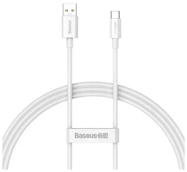 Кабель USB 2.0(Am)-USB 3.0 Type-C(m), быстрая зарядка, 6.5A, 2 м, белый, Baseus Superior Series (CAYS001002)