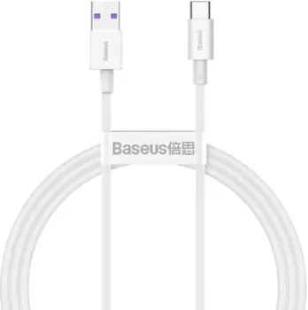 Кабель USB-USB Type-C, быстрая зарядка, 6A, 1 м, белый, Baseus Superior Series (CATYS-02)