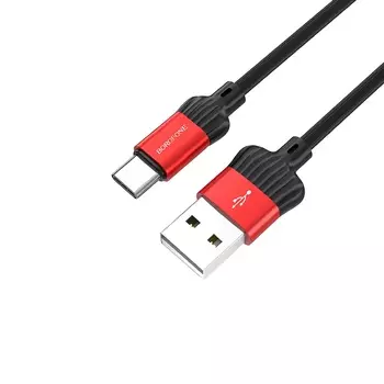 Кабель USB-USB Type-C, 3A, 1 м, черный/красный Borofone Dignity BX28 (05990)
