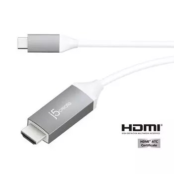 Кабель USB 2.0 Type-C(M)-HDMI(19M) 4K, 1.5 м, белый j5create (JCC153G)