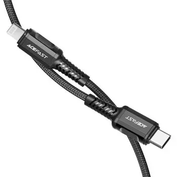 Кабель USB Type-C-Lightning 8-pin, экранированный, быстрая зарядка, 3A 1.2м, черный ACEFAST C1-01 (AF-C1-01-BK)