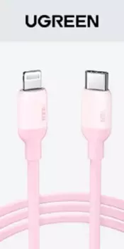 Кабель USB Type-C-Lightning 8-pin, MFi, 3A, 1м, розовый UGREEN US387 (60625)
