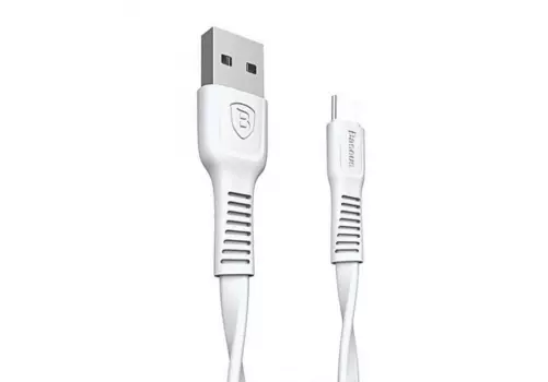 Кабель USB Type-C-USB, плоский, 2A, 1м, белый Baseus Tough (CATZY-B02)