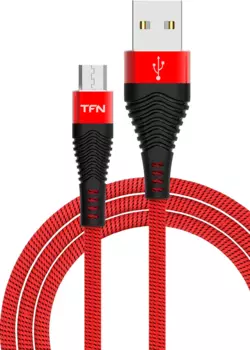 Кабель USB-Micro USB, 3A быстрая зарядка, 1м, красный/черный TFN Forza (TFN-CFZMICUSB1MRD)
