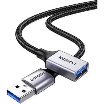 Кабель-удлинитель USB(Am)-USB(Af), экранированный, 1 м, черный, UGREEN US115 (10495)