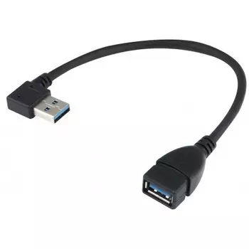 Кабель-удлинитель USB(Am)-USB(Af), прямой/угловой, 24 см, черный, KS-IS (KS-402O)