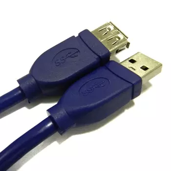 Кабель-удлинитель USB(Am)-USB(Af), 0.9 А, 3 м, синий, Netko (NUSB-3.0A-3m-php/blu)